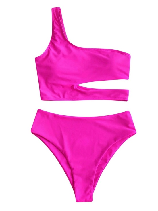 Walmart Other - One-Shoulder Hot Pink Cutout Bikini Set in Hot Pink | XL | NWOT